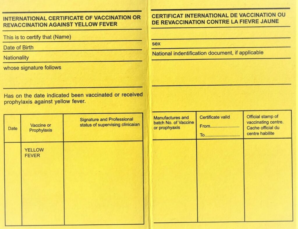 справка о вакцинации от жёлтой лихорадки
